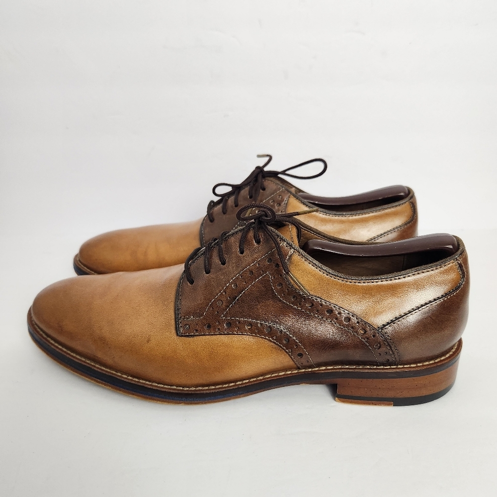 Johnston Murphy Mens 8.5 Brown Leather Conard Saddle Lace Up Dress Shoes 20-3316 - Picture 4 of 15